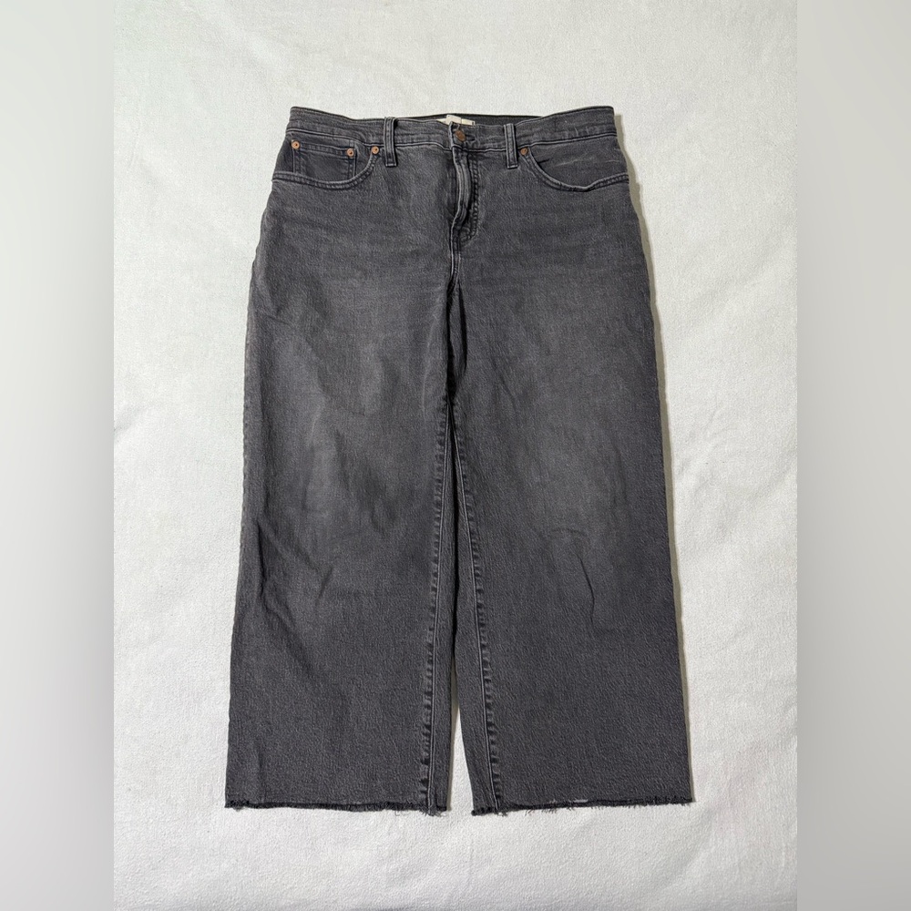 Madewell Jeans Womens 33 Petite Perfect Vintage Wide Leg Crop High Rise Black‎